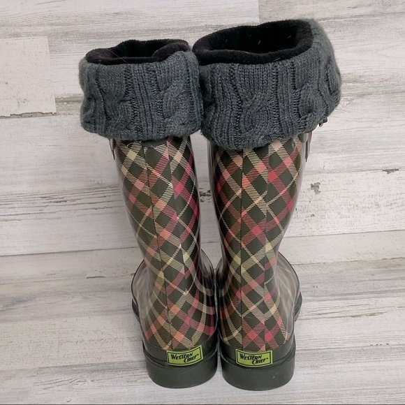 Western Chief Charcoal Villa Plaid Rain Boots - Picture 5 of 11